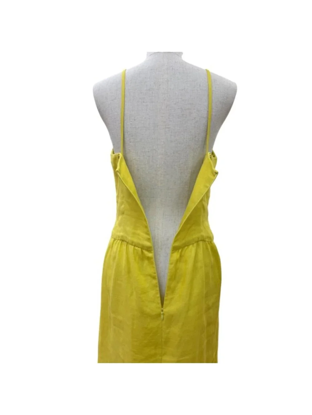 Chanel Vintage Linen 100% CC Logo Dress Yellow 38
